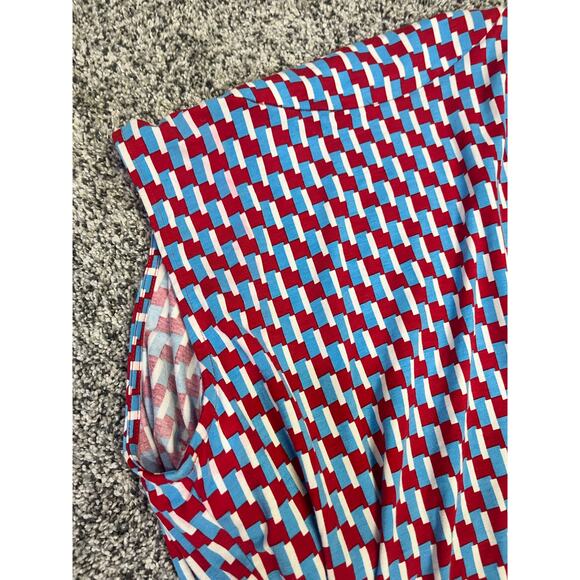 Diane von Furstenberg Maxi Wrap Dress Red/Blue Geometric Print Size‎ S Viscose - Picture 10 of 14